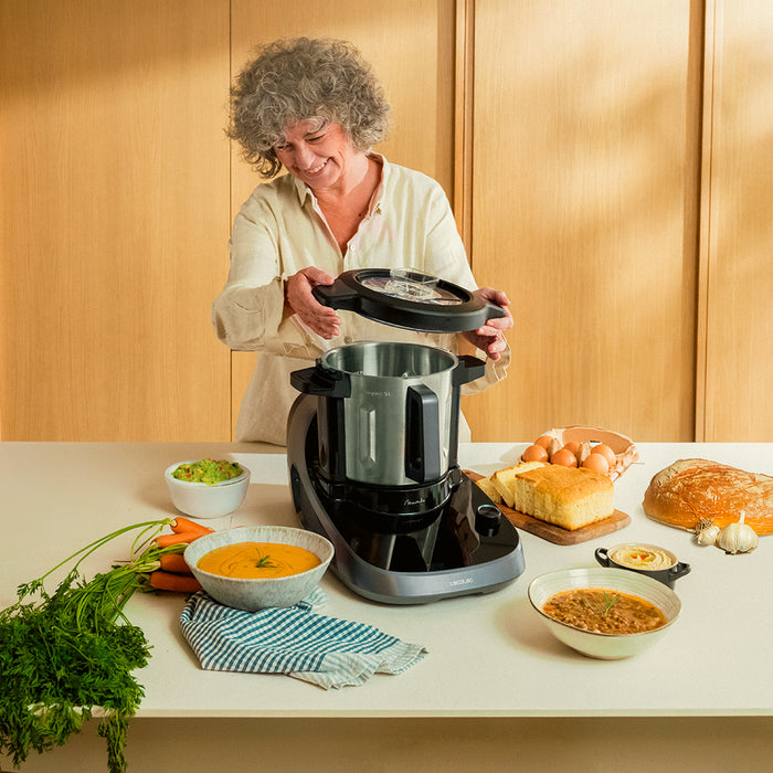 Robot de bucătărie multifuncțional Cecotec Mambo CooKing Unique, 2100 W, 4,7 l, 37 funcții, negru