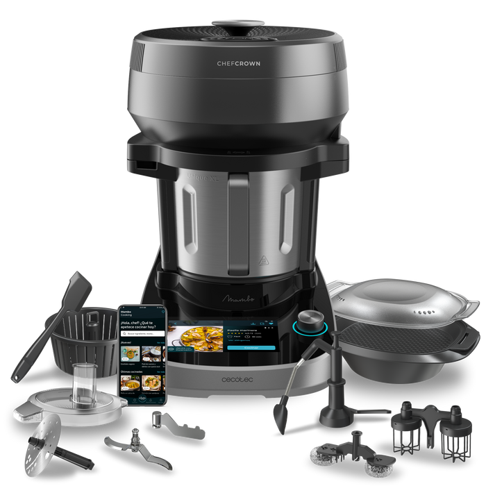 Robot de bucătărie multifuncțional Cecotec Mambo CooKing Unique, 2100 W, 4,7 l, 37 funcții, negru