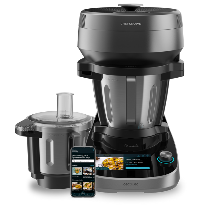 Robot de bucătărie multifuncțional Cecotec Mambo CooKing Total Gourmet, 4,5 l, 2100 W, 37 funcții, negru
