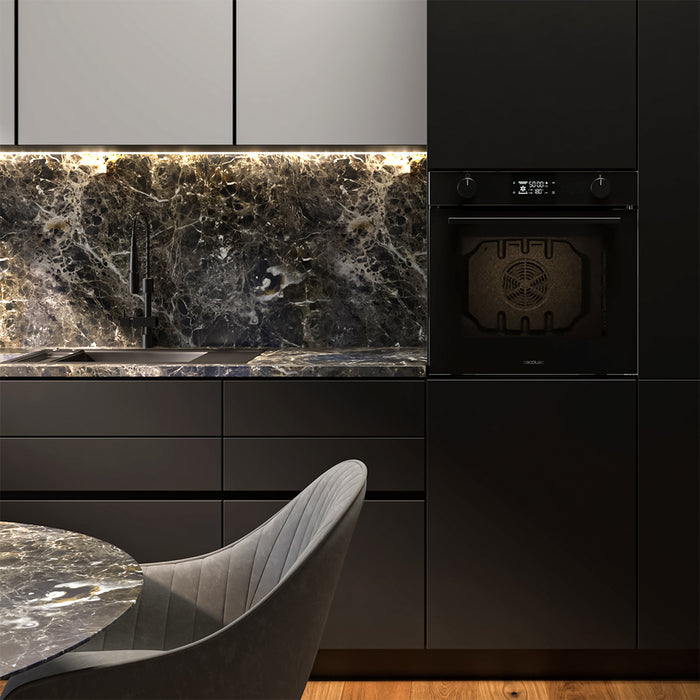 Cuptor încorporabil cu piroliză Cecotec Bolero Hexa P526000 Glass Black A, 73 l, 2800 W, clasa A, negru
