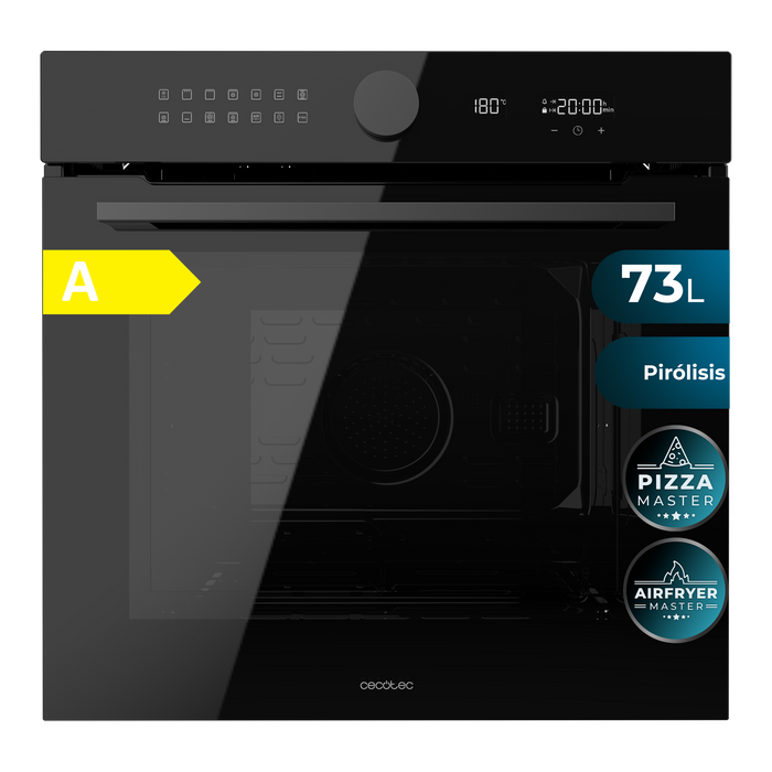 Cuptor încorporabil pirolitic Cecotec Bolero Hexa P516000 Glass Black A, 73 l, 3250 W, clasa A, negru