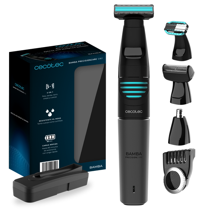 Aparat de tuns multifuncțional Cecotec PrecisionCare 5in1, autonomie 90 min, baterie 500 mAh, IPX5