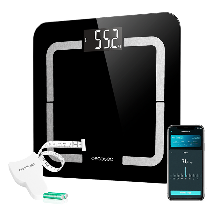 Cântar de baie Cecotec Surface Precision Smart Healthy, 180 kg, Bluetooth 4.0, 31 × 31 cm, negru