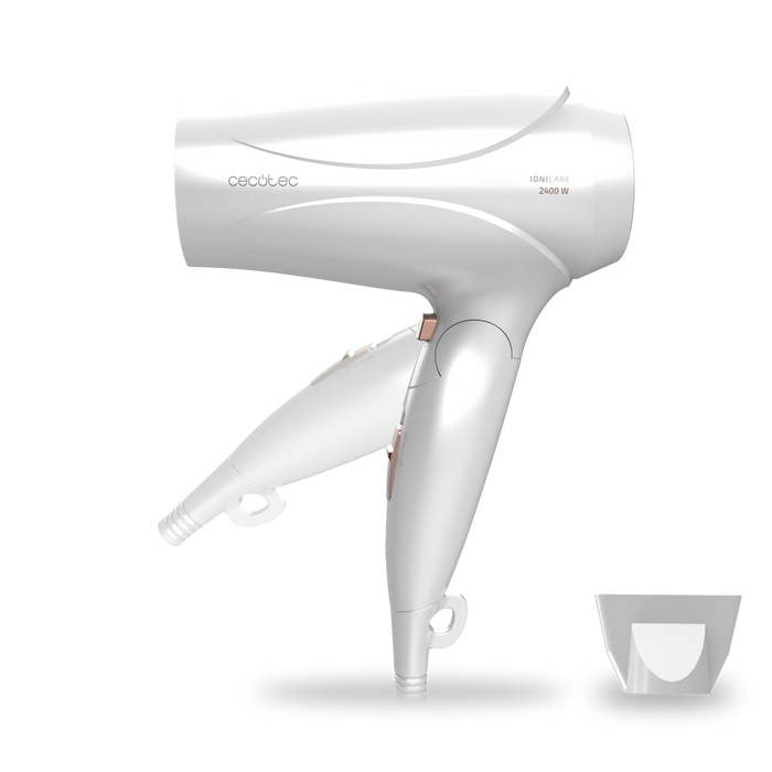 Uscător de păr de călătorie Cecotec IoniCare TravelWhite, 2400 W, 2 trepte de viteză, mâner pliabil