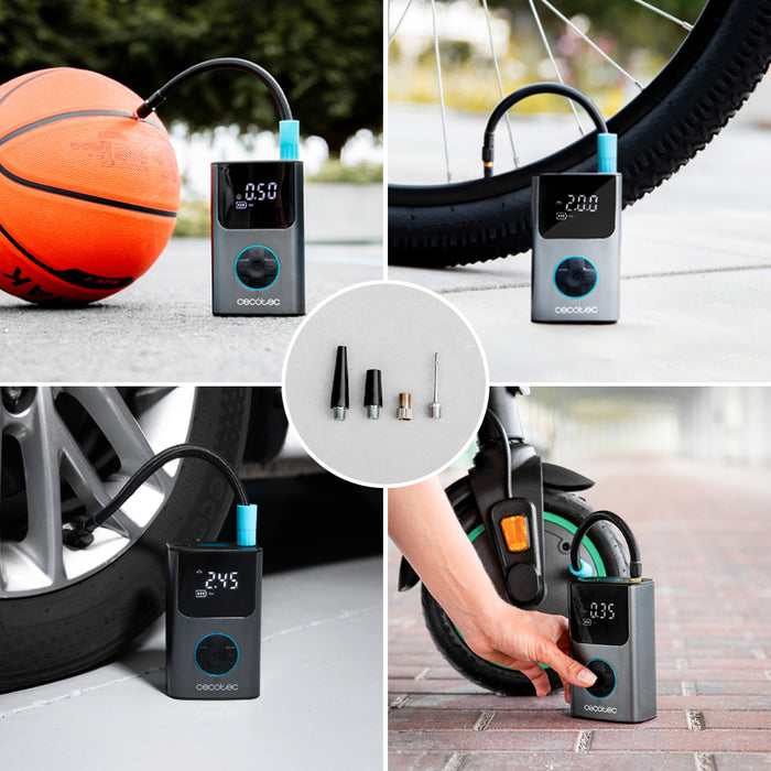 Pompă electrică Cecotec Air Max, presiune maximă 150 psi, baterie 2 × 2000 mAh, 8 × 5 × 13 cm