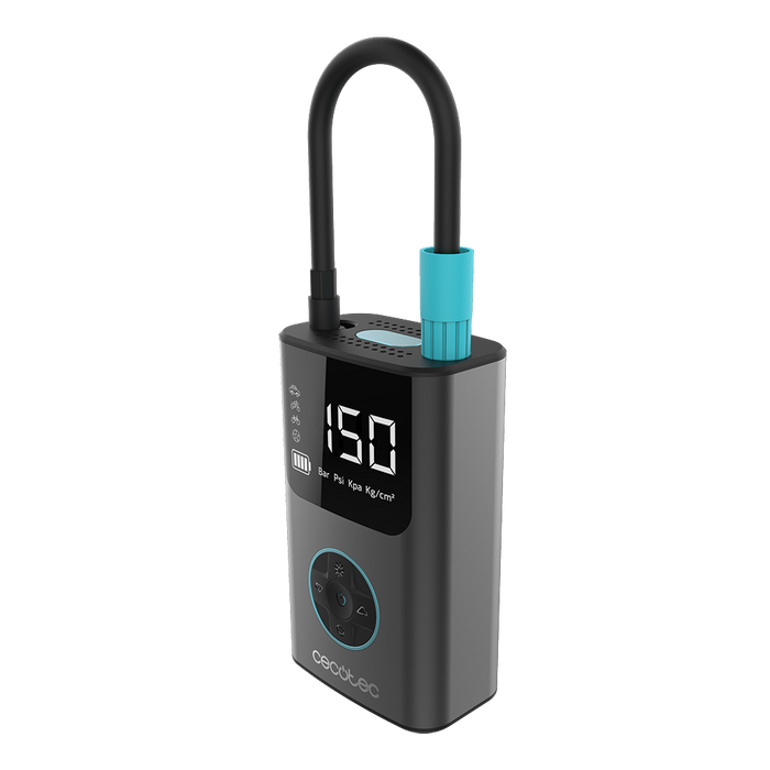 Pompă electrică Cecotec Air Max, presiune maximă 150 psi, baterie 2 × 2000 mAh, 8 × 5 × 13 cm