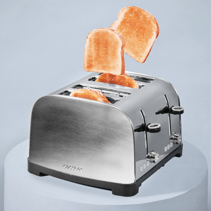 Prăjitor de pâine cu 4 fante Cecotec Toastin' time 1500 Double Inox, 1700 W, 7 trepte, inox