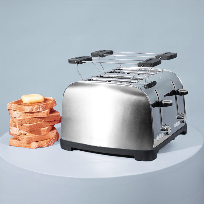 Prăjitor de pâine cu 4 fante Cecotec Toastin' time 1500 Double Inox, 1700 W, 7 trepte, inox