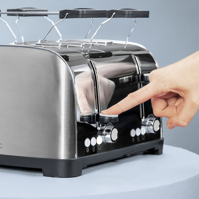 Prăjitor de pâine cu 4 fante Cecotec Toastin' time 1500 Double Inox, 1700 W, 7 trepte, inox
