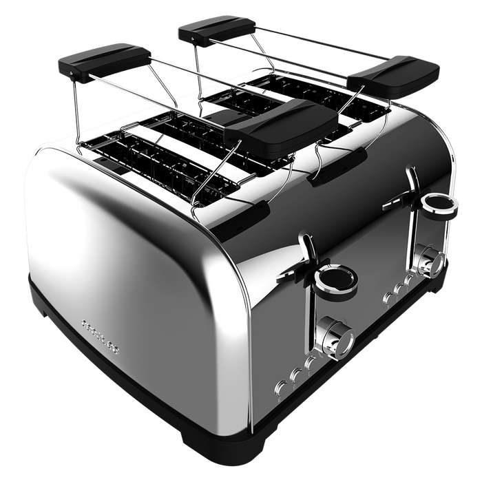 Prăjitor de pâine cu 4 fante Cecotec Toastin' time 1500 Double Inox, 1700 W, 7 trepte, inox