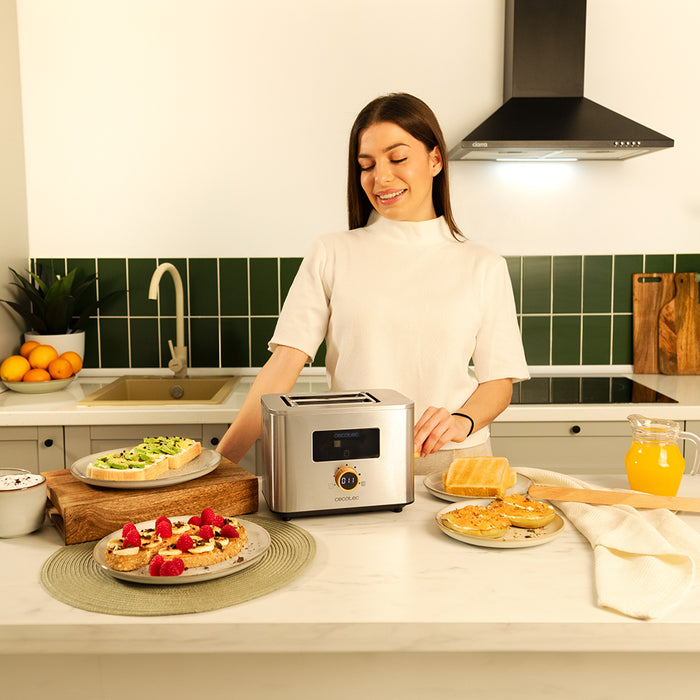 Prăjitor de pâine vertical Cecotec Touch&Toast Double, 950 W, 2 fante, inox