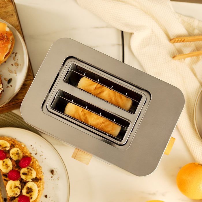 Prăjitor de pâine vertical Cecotec Touch&Toast Double, 950 W, 2 fante, inox