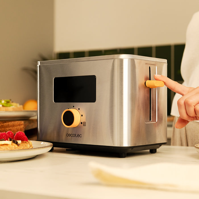Prăjitor de pâine vertical Cecotec Touch&Toast Double, 950 W, 2 fante, inox