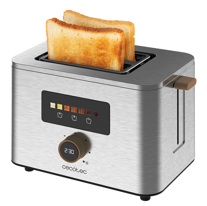 Prăjitor de pâine vertical Cecotec Touch&Toast Double, 950 W, 2 fante, inox