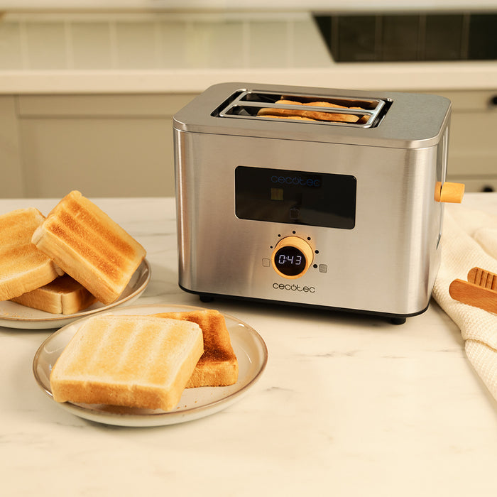 Prăjitor de pâine vertical Cecotec Touch&Toast Double, 950 W, 2 fante, inox