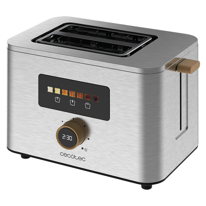 Prăjitor de pâine vertical Cecotec Touch&Toast Double, 950 W, 2 fante, inox