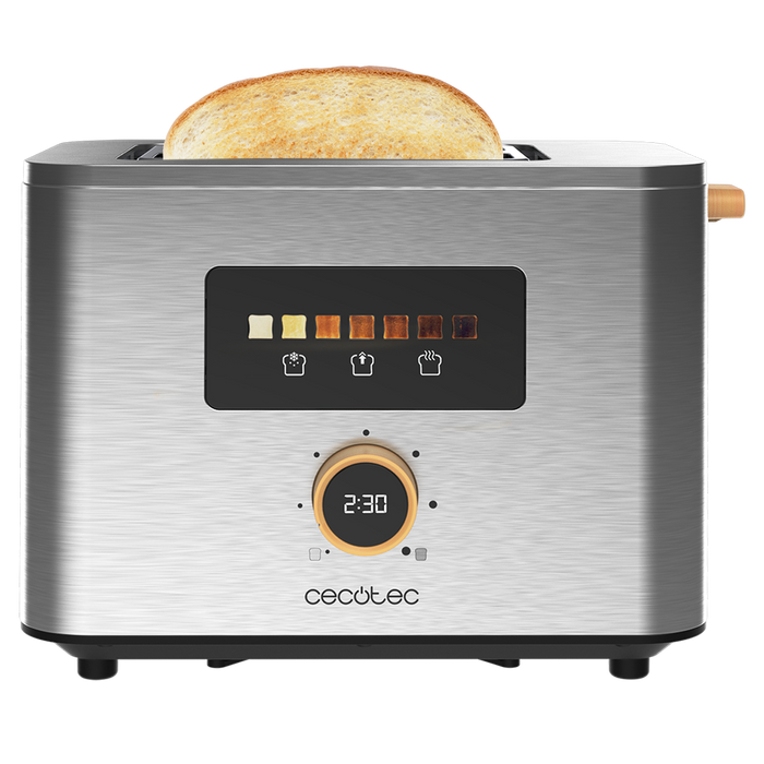 Prăjitor de pâine vertical Cecotec Touch&Toast Double, 950 W, 2 fante, inox