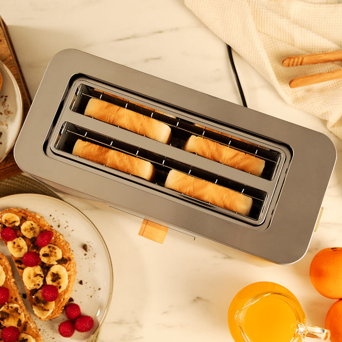 Prăjitor de pâine vertical Cecotec Touch&Toast Extra Double, 1500 W, 4 felii, inox