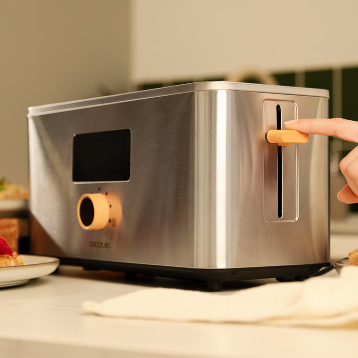 Prăjitor de pâine vertical Cecotec Touch&Toast Extra Double, 1500 W, 4 felii, inox