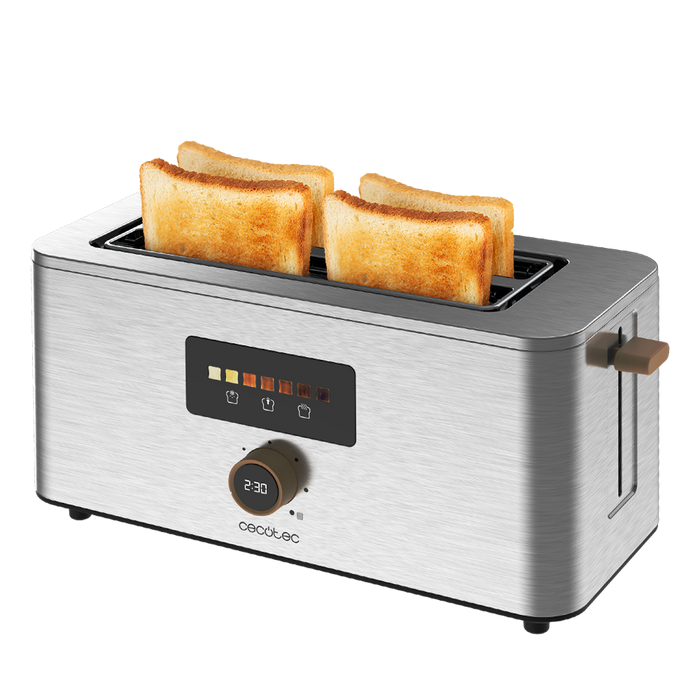 Prăjitor de pâine vertical Cecotec Touch&Toast Extra Double, 1500 W, 4 felii, inox