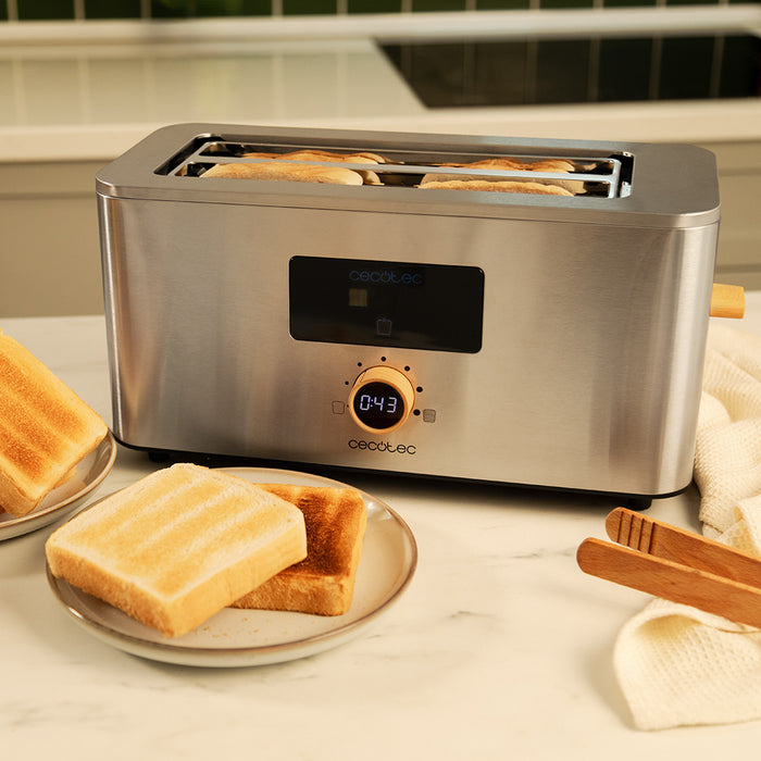 Prăjitor de pâine vertical Cecotec Touch&Toast Extra Double, 1500 W, 4 felii, inox