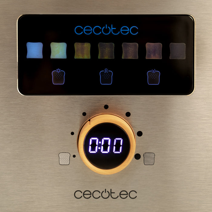 Prăjitor de pâine cu fantă lungă Cecotec Touch&Toast Extra, 1000 W, 2 felii, inox