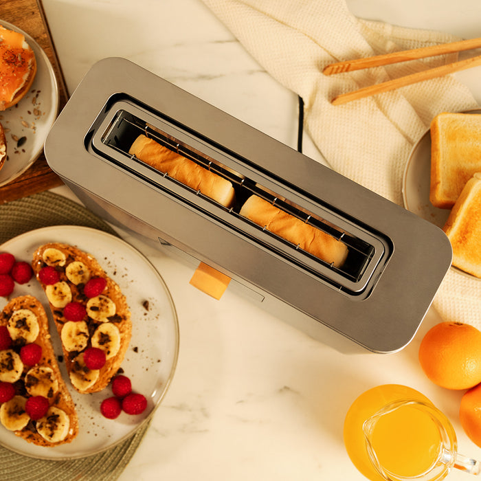 Prăjitor de pâine cu fantă lungă Cecotec Touch&Toast Extra, 1000 W, 2 felii, inox