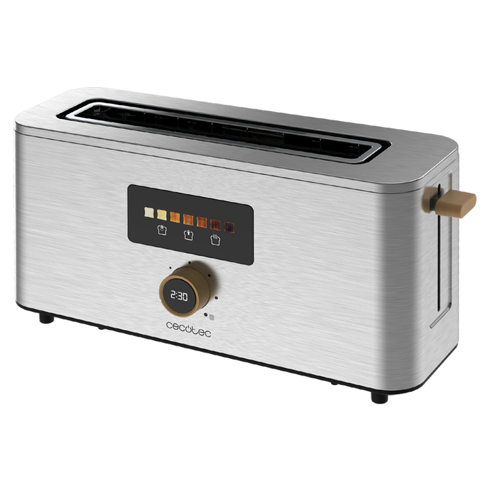 Prăjitor de pâine cu fantă lungă Cecotec Touch&Toast Extra, 1000 W, 2 felii, inox