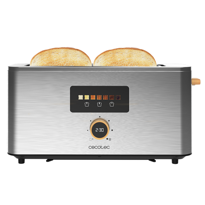 Prăjitor de pâine cu fantă lungă Cecotec Touch&Toast Extra, 1000 W, 2 felii, inox