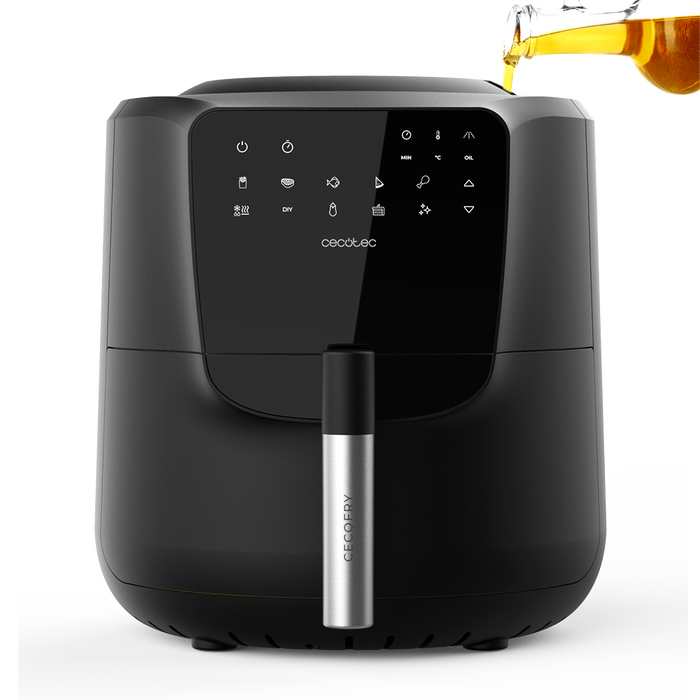 Friteuză cu aer cald Cecotec Cecofry Rain M, 5,5 l, 1550 W, 8 meniuri, neagră