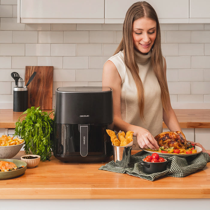 Friteuză cu aer cald Cecotec Cecofry Fantastik 5500, 5,5 l, 1500 W, 9 programe, neagră