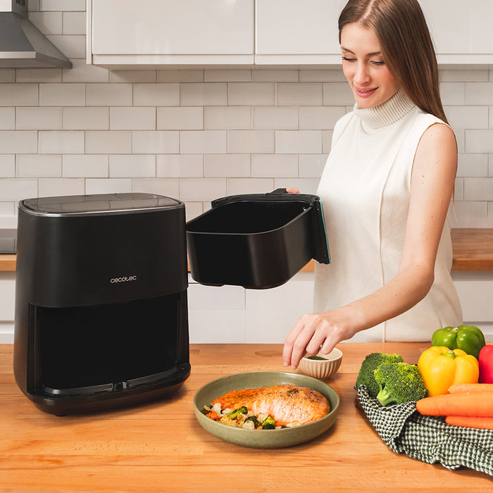 Friteuză cu aer cald Cecotec Cecofry Fantastik 5500, 5,5 l, 1500 W, 9 programe, neagră