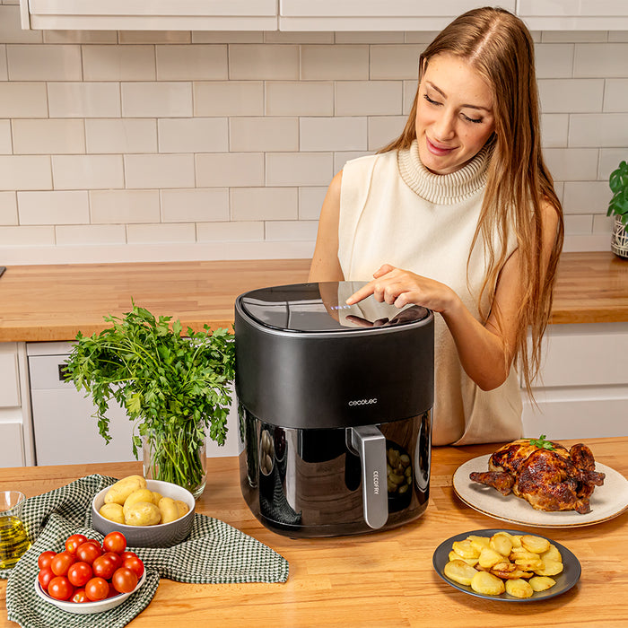 Friteuză cu aer Cecotec Cecofry Fantastik 6500, 6,5 l, 1700 W, 12 programe, neagră