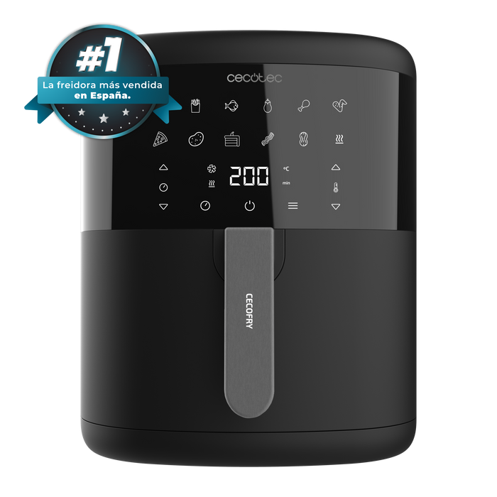 Friteuză cu aer cald Cecotec Cecofry Bombastik 6000 Edge, 6 l, 1700 W, 12 programe, neagră