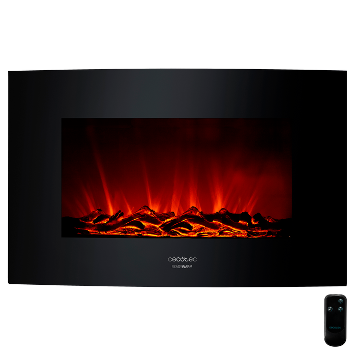 Șemineu electric decorativ Cecotec Ready Warm 3510 Curved Flames, 2000 W, 2 trepte, negru