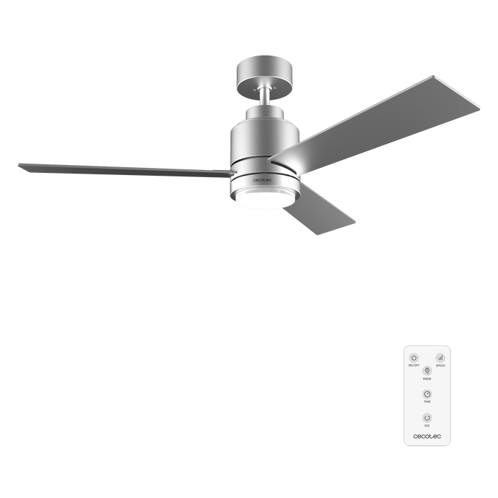 Ventilator de tavan cu iluminare Cecotec EnergySilence Aero 4800 Style Steel, 30 W, diametru 122 cm, 6 trepte, finisaj oțel