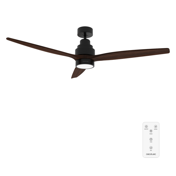 Ventilator de tavan Cecotec EnergySilence Aero 5300 Black&Wood Design, 40 W, diametru 132 cm, 6 trepte