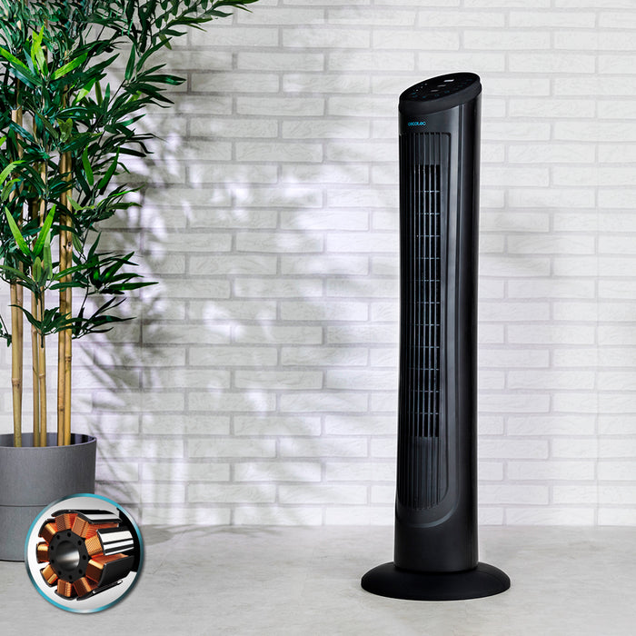 Ventilator de turn Cecotec EnergySilence 9090 Skyline, 45 W, 3 viteze, înălțime 102 cm, negru