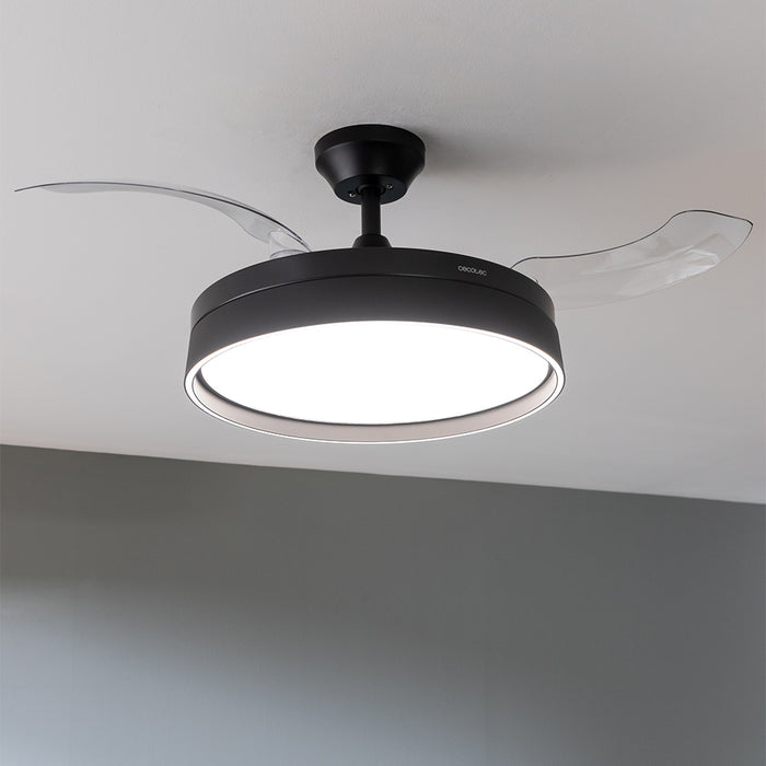 Ventilator de tavan cu palete retractabile Cecotec EnergySilence Aero 4280 Invisible Black, 40 W, 106 cm, 6 trepte, negru