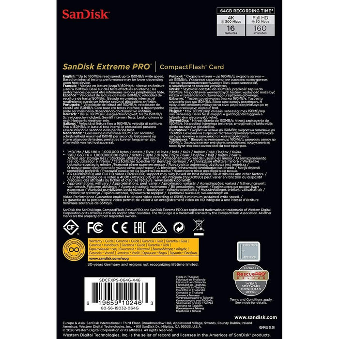 Card de Memorie CF SanDisk SDCFXPS-064G-X46