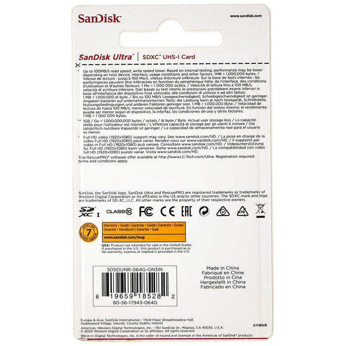 Card de Memorie SDXC SanDisk Ultra 64 GB