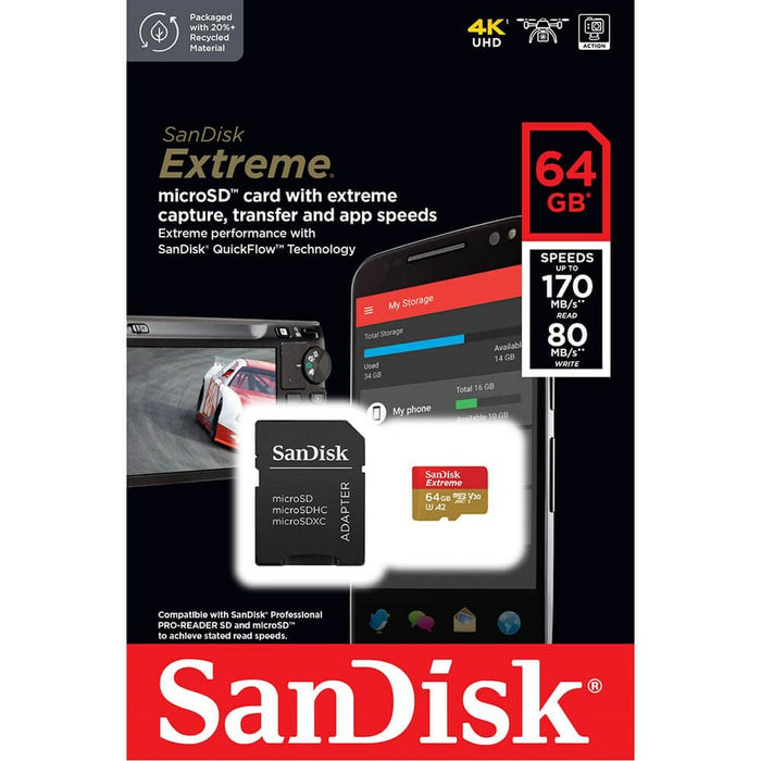 Card de Memorie Micro SD cu Adaptor SanDisk Extreme 64 GB
