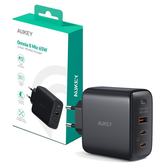 Încărcător de Perete Aukey PA-B6T Negru 65 W (1 Unități)