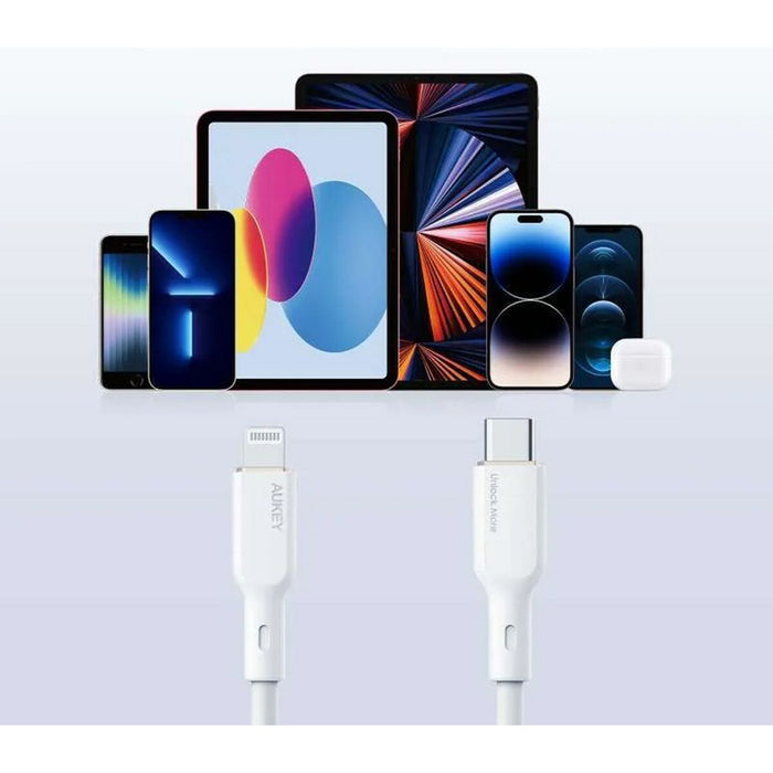Cablu USB la Lightning Aukey CB-SCL2 Alb Negru 1,8 m