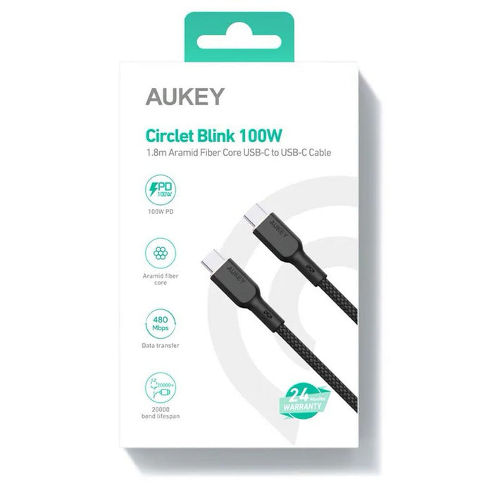 Cablu USB-C Aukey CB-KCC102 Negru 1,8 m