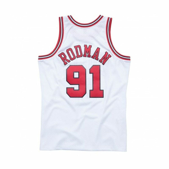 Tricou de baschet Mitchell & Ness Chicago Bulls 91 - Dennis Rodman Alb