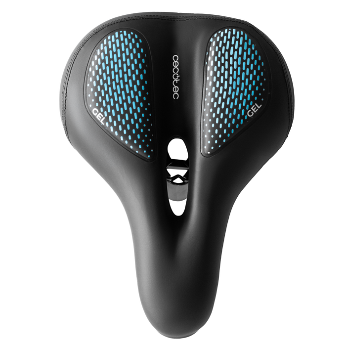 Șa de bicicletă cu gel Cecotec DrumFit SitBike Gel, cu fantă centrală, neagră