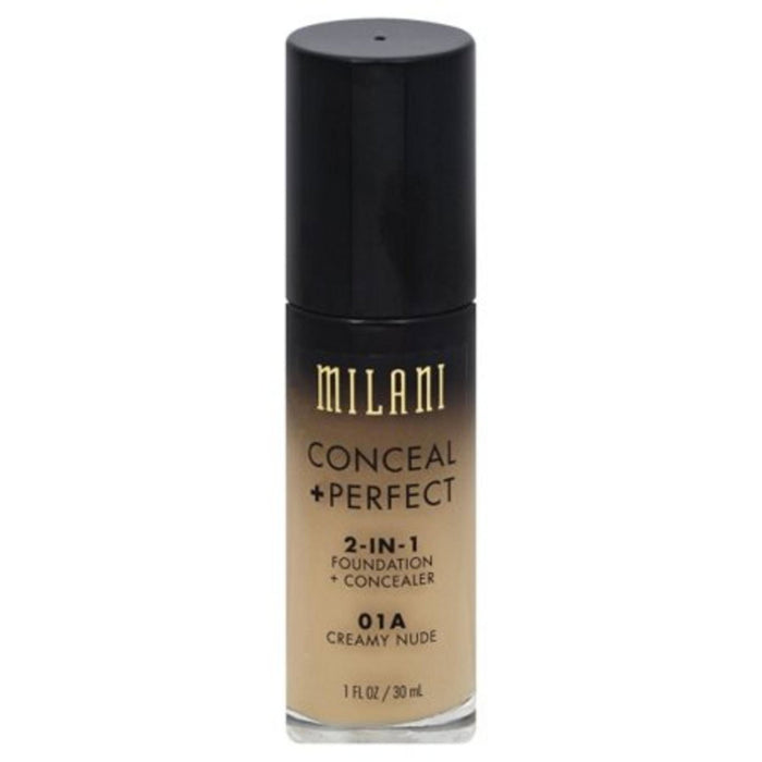 Fond de ten și corector 2-în-1 Milani Conceal + Perfect, mat, nuanța 01A Creamy Nude, 30 ml