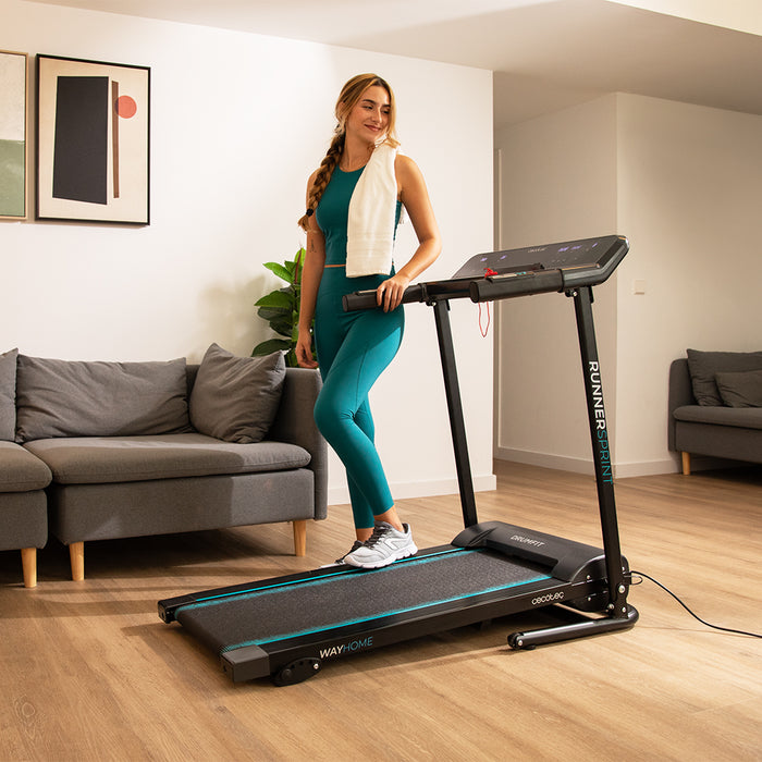 Bandă de alergare pliabilă Cecotec DrumFit WayHome 1000 Runner Sprint, 600 W, 12 programe, suprafață 100 × 40 cm
