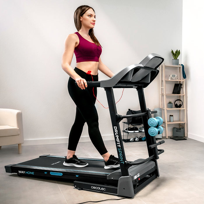 Bandă de alergare Cecotec DrumFit WayHome 1700 Sprint, 1100 W, 17 km/h, 12 programe